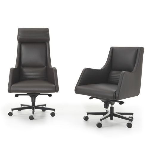 Contemporary office armchair - IBIS - i4 MARIANI - leather / bentwood / polyurethane