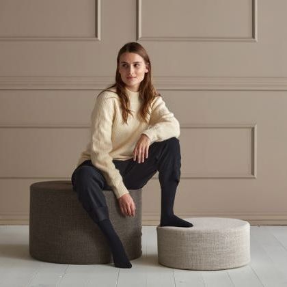 Contemporary pouf - PAUKE - Innovation Randers a/s - fabric / leather / round