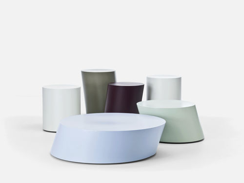 Contemporary side table - SCANCARO' - La Cividina - sheet metal / painted steel / round