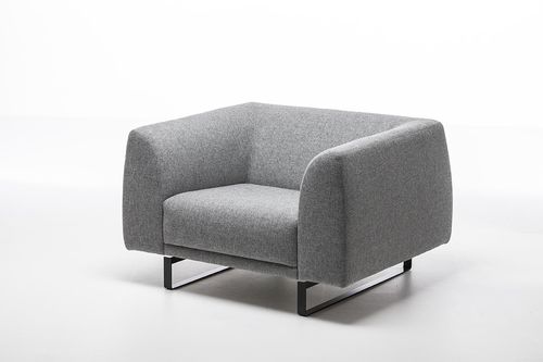 Contemporary visitor armchair - TAILOR - La Cividina - leather / fabric / beech