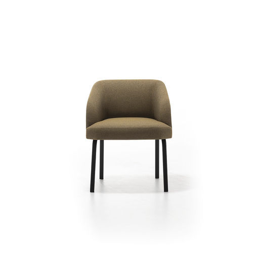 Contemporary armchair - Timo - La Cividina - fabric / wooden / brown