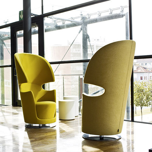 Contemporary visitor armchair - FOLIES BERGERE - La Cividina - leather / fabric / beech
