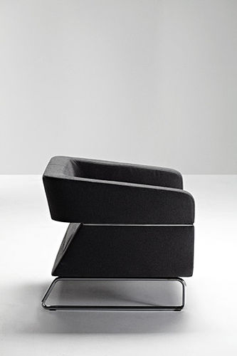 Contemporary armchair - MATRIX - La Cividina - leather / fabric / metal