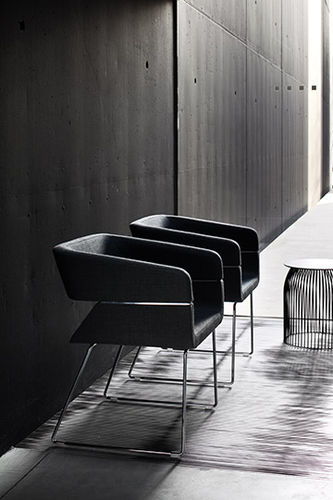 Contemporary chair - MATRIX - La Cividina - fabric / leather / metal base