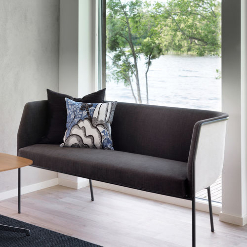 Contemporary upholstered bench - CAJAL - Lammhults Möbel AB - fabric / leather / with backrest