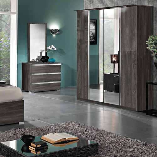 Contemporary wardrobe - OX01 - M.C.S. - wooden / with swing doors / mirrored