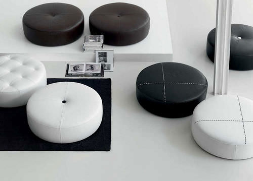 Contemporary pouf - Marinelli - leather / round