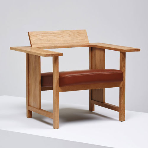 Contemporary armchair - CLERICI - Mattiazzi - leather / oak / ash