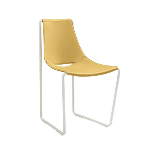 Contemporary chair - Apelle S M CU - MIDJ - indoor / leather / metal base