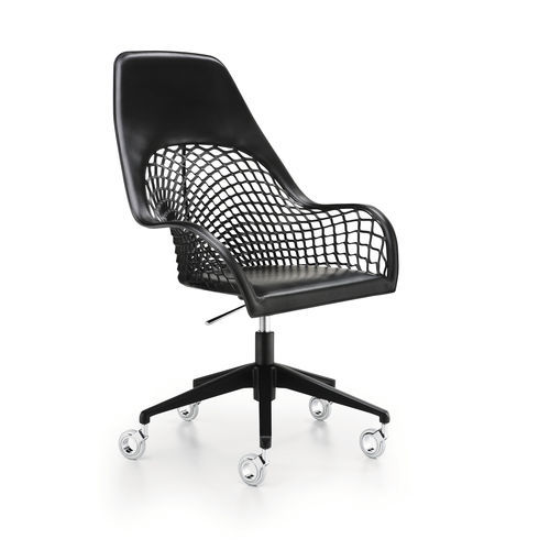 Contemporary office armchair - Guapa DPA M CU - MIDJ - leather / metal / high-back