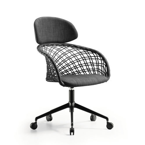 Contemporary office armchair - P47 DPA TS-CU - MIDJ - fabric / leather / metal