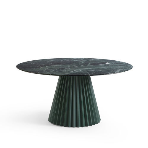 Contemporary dining table - Plissé - MIDJ - wood veneer / ceramic / marble