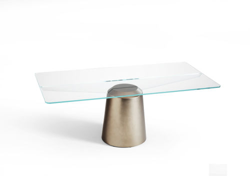 Original design dining table - Spike - MIDJ - glass / metal base / rectangular