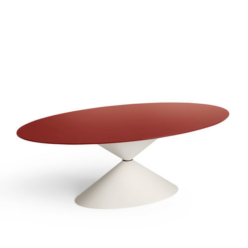Contemporary dining table - Clessidra - MIDJ - wood veneer / ceramic / painted metal base