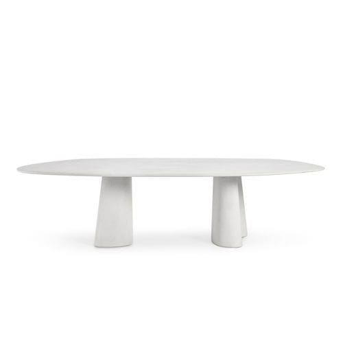 Organic design dining table - ORGANIC - MIDJ - concrete / metal base / concrete base