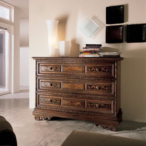 Classic chest of drawers - ART 833 - Bertelè - walnut / 3-drawer
