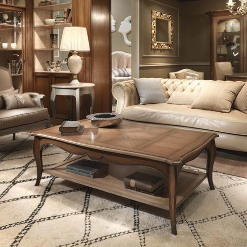 Traditional coffee table - CT220 - Mobili Busatto - wooden / wooden base / rectangular