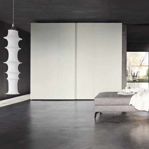 Contemporary wardrobe - SINTESI - SANGIACOMO - wood veneer / matte lacquered wood / lacquered glass