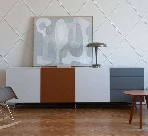 Contemporary sideboard - DOMINO PIÙ - SANGIACOMO - lacquered wood / wood veneer / lacquered metal