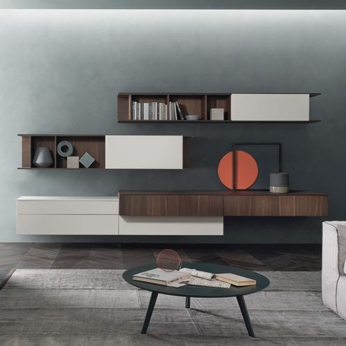 Modular bookcase - LAMPO ALIAS L6C14 - SANGIACOMO - wall-mounted / contemporary / oak