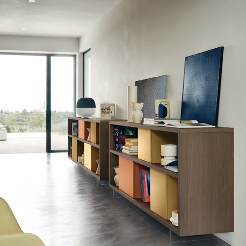 Free-standing bookcase - MODO M6C84 - SANGIACOMO - contemporary / lacquered wood / oak