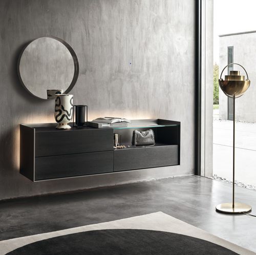 Wall-mounted sideboard - Cabaret 538 SX - SANGIACOMO - contemporary / oak / wood veneer