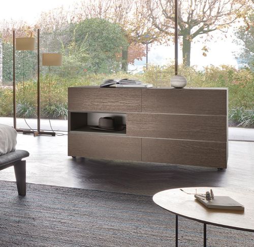 Modular chest of drawers - Domino notte 19N sx - SANGIACOMO - contemporary / lacquered wood / oak