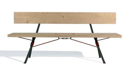 Traditional bench - KAMPENWAND - Moormann Nils Holger - wooden / with backrest