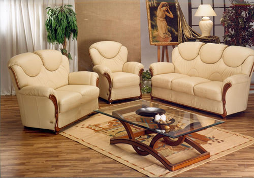 Traditional sofa - ELENA - Nieri - beige / leather / 2-person