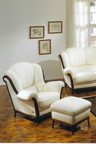 Traditional armchair - PALATINO - Nieri - leather / with footrest / bergere