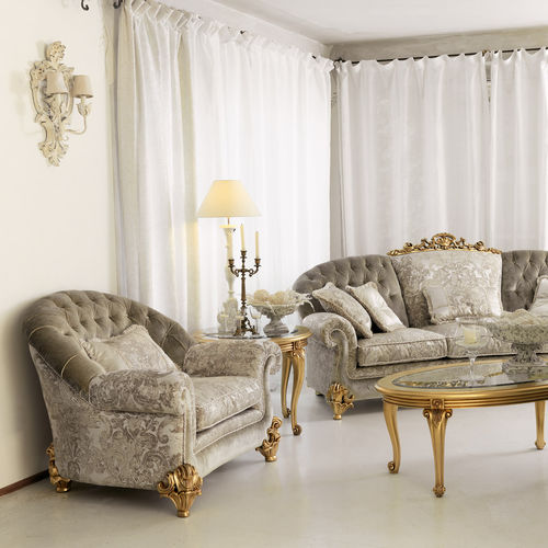 Classic armchair - NINFEA - Pigoli - fabric / gray