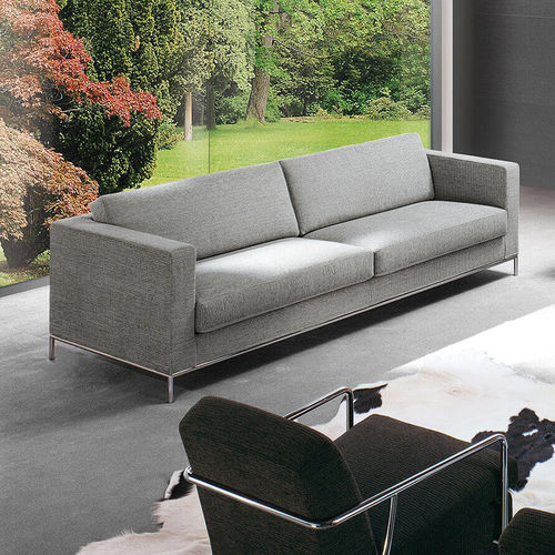 Contemporary sofa - STEP - Pol 74 - velvet / with removable cover / gray
