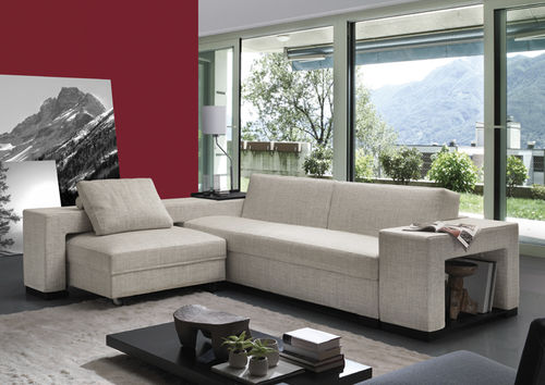 Sofa bed - FLORES - Pol 74 - contemporary / fabric / leather