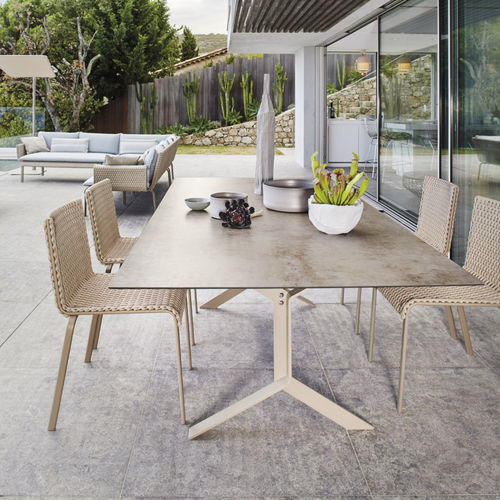 Contemporary dining table - KEY WEST - Roberti Rattan - stainless steel / HPL / stainless steel base