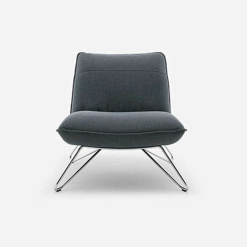 Contemporary armchair - 394 - Rolf Benz Ag & KG - leather / fabric / chrome