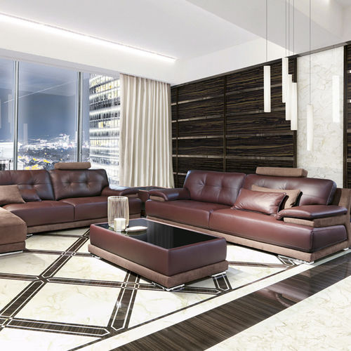 Contemporary coffee table - MOMA - SAN MARCO - glass / leather / metal base