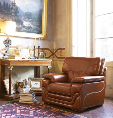 Traditional armchair - TANCREDI - SAN MARCO - leather / brown / living room