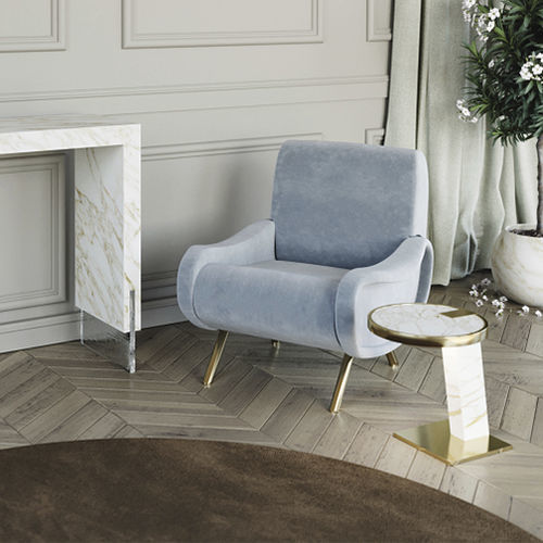 Contemporary side table - Rialto - Scandal Home Couture - marble / marble base / round