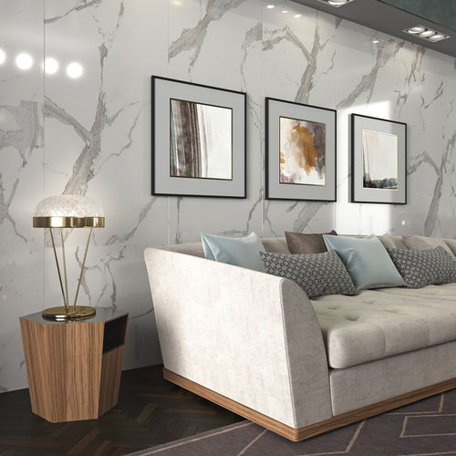 Contemporary side table - INTRIGUE - Scandal Home Couture - wood veneer / glass / leather