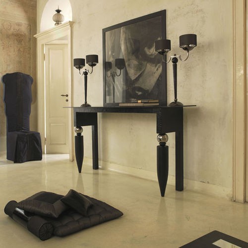 Contemporary sideboard table - RIGHELLO - Scandal Home Couture - lacquered wood / glass / metal base