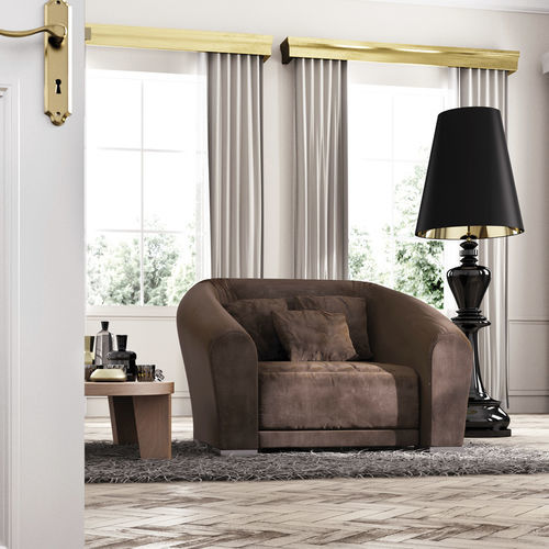 Contemporary armchair - BILBAO MAXI - Scandal Home Couture - fabric / leather / brown