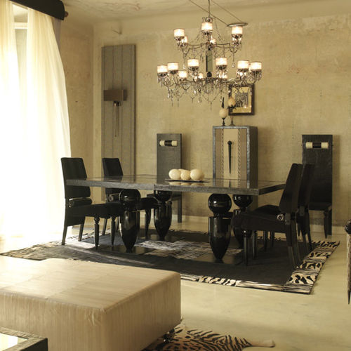 Contemporary dining chair - SIAMO DONNE - Scandal Home Couture - living room / leather / wooden base