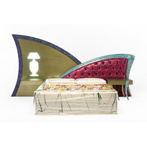 Double bed headboard - SIRENA - Sergio Villa Mobilitaly - classic / leather / beige