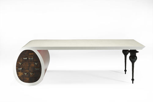 Classic desk - EVERGREEN : CAOS  - Sergio Villa Mobilitaly - lacquered wood / bronze
