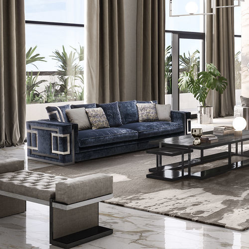 Contemporary sofa - Vertigo - Siwa Soft Style Home - fabric / blue / solid wood
