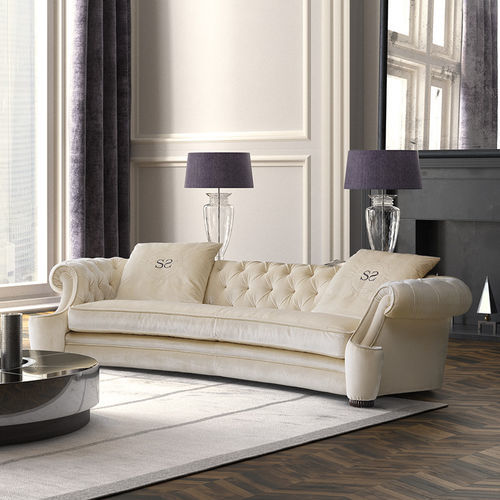Chesterfield sofa - Chester - Siwa Soft Style Home - fabric / white / solid wood