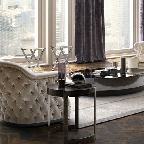 Contemporary side table - Dont  - Siwa Soft Style Home - wooden / chromed metal base / round