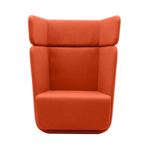 Contemporary armchair - BASKET - SOFTLINE - fabric / with footrest / with removable cover