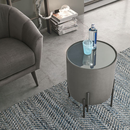 Contemporary pouf - PLANOS - Target Point - fabric / round / gray