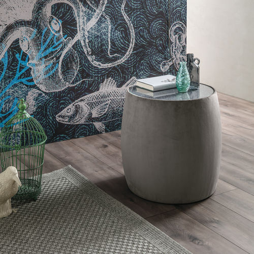 Contemporary pouf - LEPANTO - Target Point - fabric / round / gray